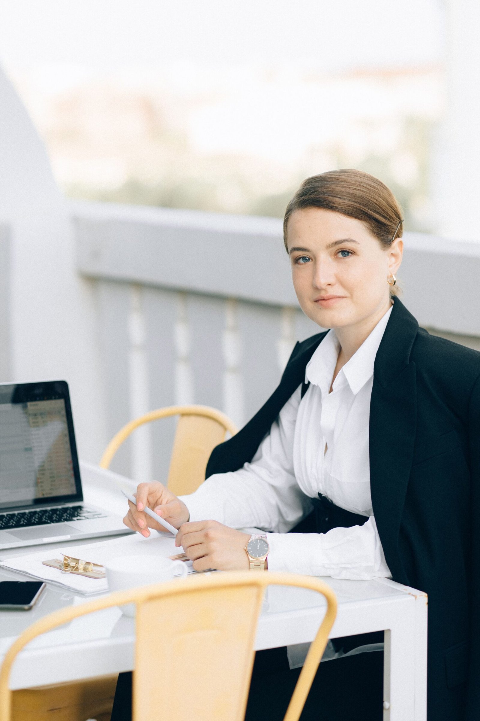 Woman researching credit options and financial information