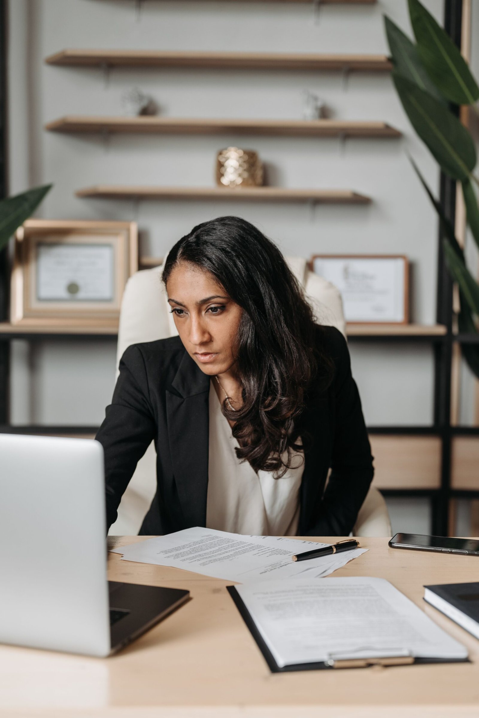 Woman organising her personal finances and credit information